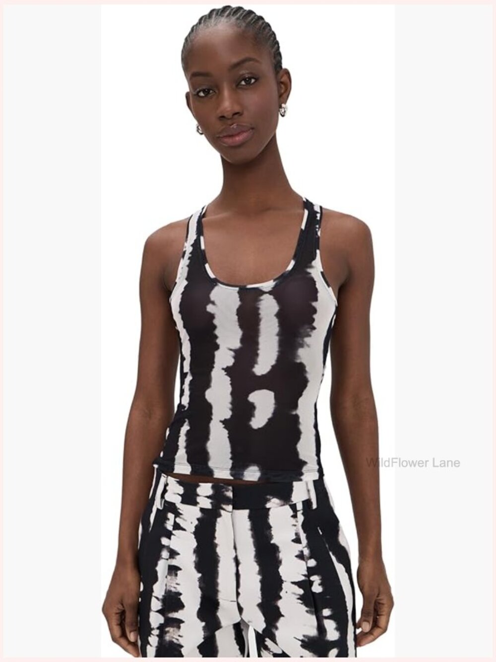 Tie Dye Mesh Tank Top - Sleeveless Scoop Neck